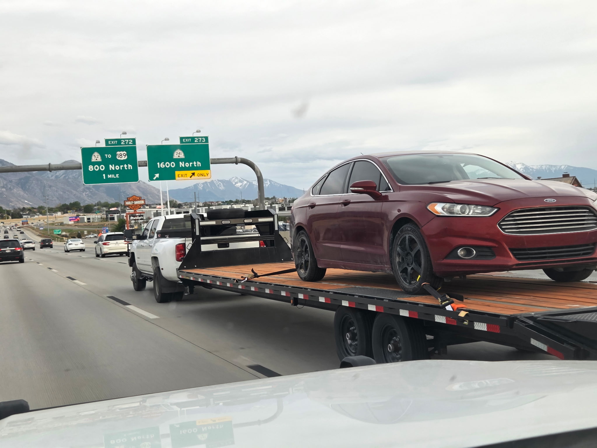 Sedan in transport on the interstate